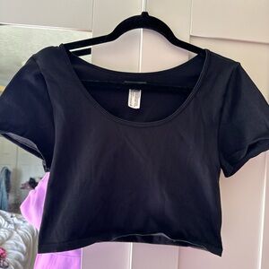 Wild Fable Ribbed Black Crop Top